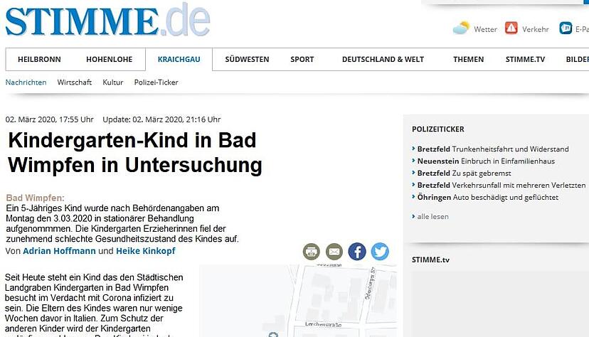 Ein gefälschter Stimme.de-Artikel kursierte im Internet und sorgte für Aufregung. Foto: Screenshot