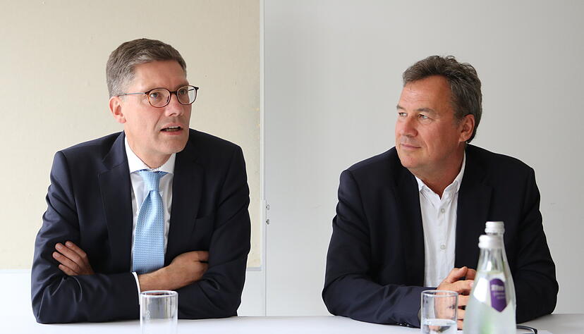 Neuer Staatssekretär im Bundesverkehrsministerium, neues Glück für die A6 durch Hohenlohe? Christian Hirte (links) und Abgeordneter Christian von Stetten.