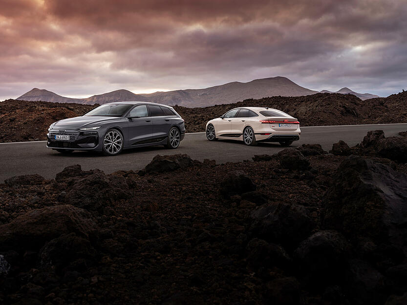 Den neuen Audi A6 E-Tron gibt es als Kombi namens Avant (links) und als Limousine, die Sportback genannt wird.