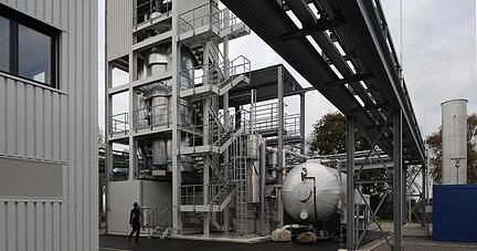 Methanisierungsanlage zur Herstellung von e-gas auf dem Gel&auml;nde der Audi e-gas-Anlage.  Foto: dpa