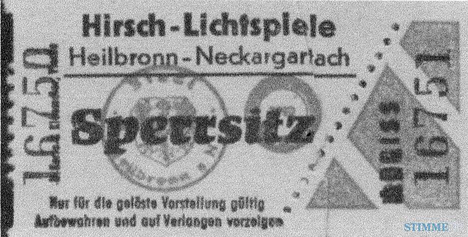 Im Juni 1947 eröffnen die Hirsch-Lichtspiele mit 300 Sitzplätzen in Neckargartach.