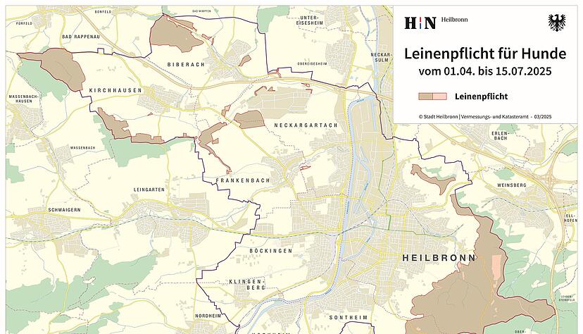 Leinenpflichtkarte 2025: In diesen Gebieten d&uuml;rfen Hunde nicht frei laufen.