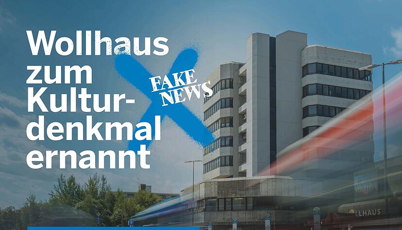 Wollhaus zum Kulturdenkmal ernannt: ein Teil der auffälligen Werbekampagne.