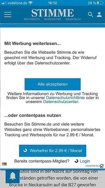 7. Nutzungsbedingungen akzeptieren: Wählen Sie, ob Sie werbefrei lesen wollen oder ein Abo-Zugang nutzen möchten.