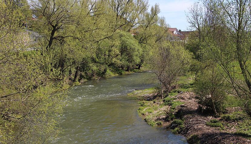 Gew&auml;sser, wie die Jagst hier bei Sch&ouml;ntal-Winzenhofen, m&uuml;ssen bis 2027 in einen guten &ouml;kologischen und guten chemischen Zustand versetzt werden. Dazu geh&ouml;rt auch, dass die Wehre durchg&auml;ngig f&uuml;r Fische sein m&uuml;ssen.