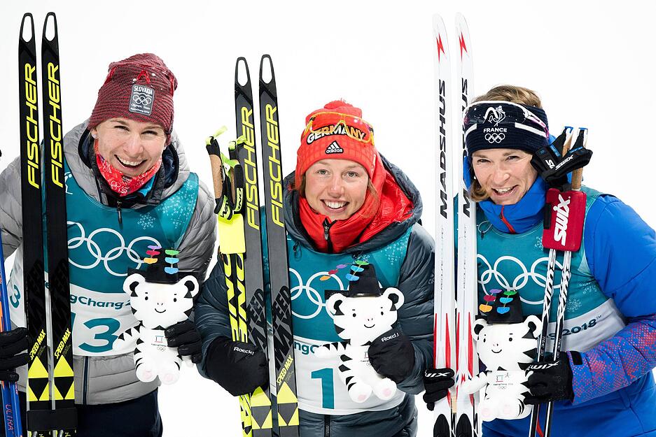 Bei den olympischen Spielen 2018 in Pyeongchang siegte sie nicht nur in der Biathlon-Disziplin Verfolgung ...