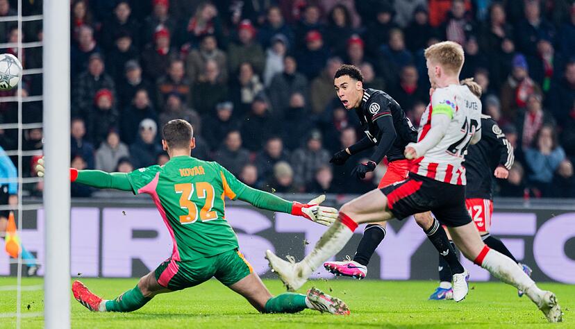 Jamal Musiala trifft f&uuml;r den FC Bayern.