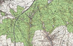 Auf der topografischen Karte des Landes von 1996: Der Harthäuser Wald.
Fotos: Landesamt für Geoinformation und Landentwicklung Auf der topografischen Karte des Landes von 1996: Der Harthäuser Wald.
Fotos: Landesamt für Geoinformation und Landentwicklung