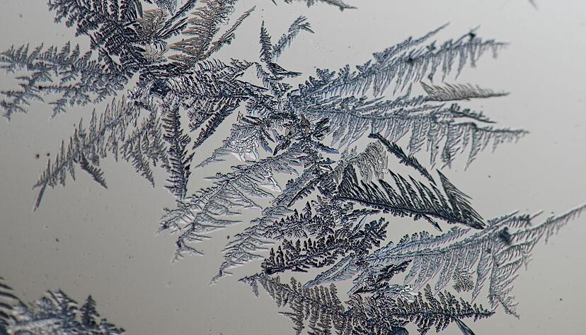 Kratzer, Staub und Rillen im Glas dienen als Startpunkt für das Wachstum der Eisblumen. (Archivbild) Kratzer, Staub und Rillen im Glas dienen als Startpunkt für das Wachstum der Eisblumen. (Archivbild)