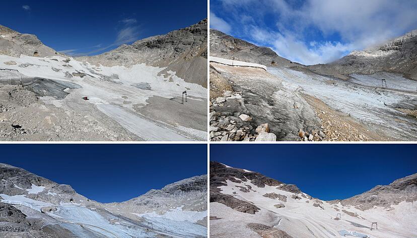 Am N&ouml;rdlichen Schneeferner lag bis in den Juli Altschnee und lie&szlig; den Gletscher gr&ouml;&szlig;er aussehen. (Archivbild)