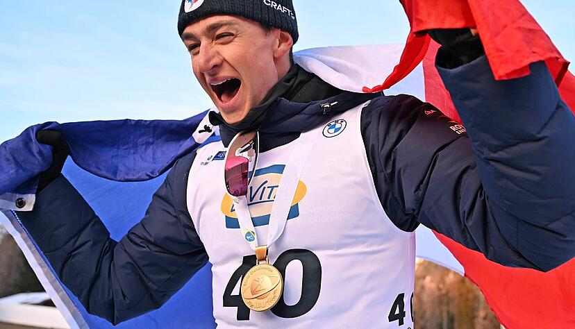 Der 23-jährige Franzose Eric Perrot feiert bereits seine dritte Medaille bei der Weltmeisterschaft im Schweizer Kanton Graubünden. Im Einzel über 20 Kilometer leistet er sich zwar einen Fehler, ist aber der Schnellste auf der schweren Strecke.
Foto: dpa