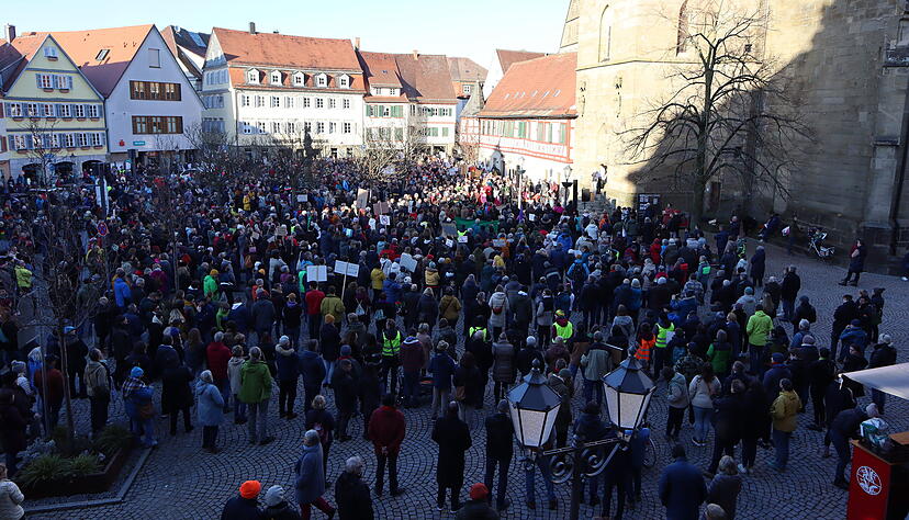 Die Polizei schätzt die Zahl der Teilnehmer bei der Demo "Nie wieder ist jetzt! Vereint gegen die AfD, gemeinsam für unsere Demokratie" auf 1500 bis 2000.