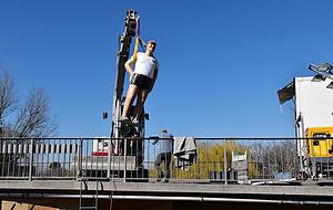 Die restaurierte Buga-Duscher-Figur bei ihrer Rückkehr.
Foto: Stadt Heilbronn