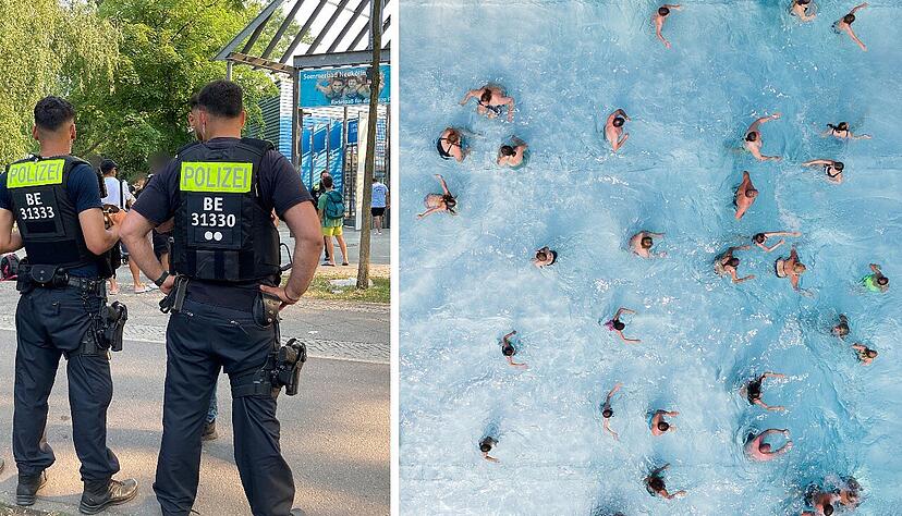 Die Zahl der Straftaten in Freibädern ist stark angestiegen. Das Columbiabad in Berlin (links) musste wegen einer Auseinandersetzung geschlossen werden. Fotos: dpa Die Zahl der Straftaten in Freibädern ist stark angestiegen. Das Columbiabad in Berlin (links) musste wegen einer Auseinandersetzung geschlossen werden. Fotos: dpa