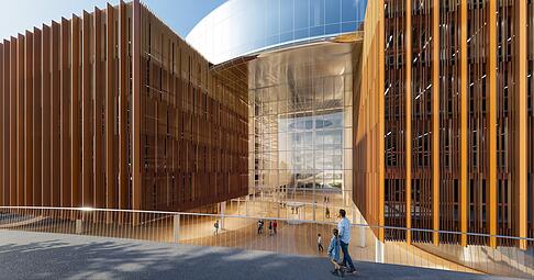 So soll der Mobility Hub im Eingangsbereich des Ipai aussehen. Die Firmen Züblin und ROM Technik realisieren den ersten Bauabschnitt des Heilbronner KI-Parks.