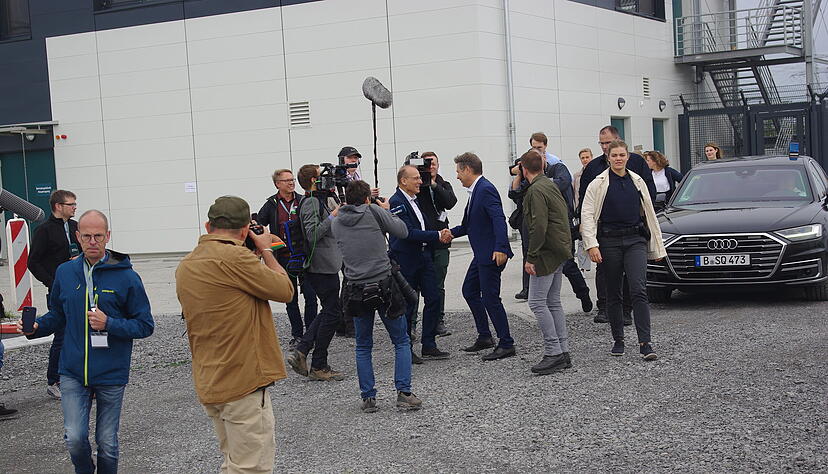 Bundeswirtschaftsminister Robert Habeck in Leingarten.