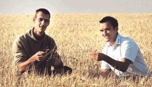 Landwirt Jochen H&ouml;nnige (links) und BayWa-Verkaufsberater Stefan Wasserb&auml;ch pr&uuml;fen, ob die Braugerste schon trocken genug f&uuml;r die Ernte ist.Foto: Wolfgang M&uuml;ller