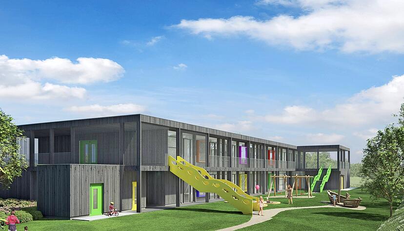 Fast sieben Millionen Euro statt geplanter fünf Millionen − so ist der aktuelle Stand beim Kita-Neubau. Und es könnte noch teurer werden.
Visualisierung: Architektur Munz Fast sieben Millionen Euro statt geplanter fünf Millionen − so ist der aktuelle Stand beim Kita-Neubau. Und es könnte noch teurer werden.
Visualisierung: Architektur Munz