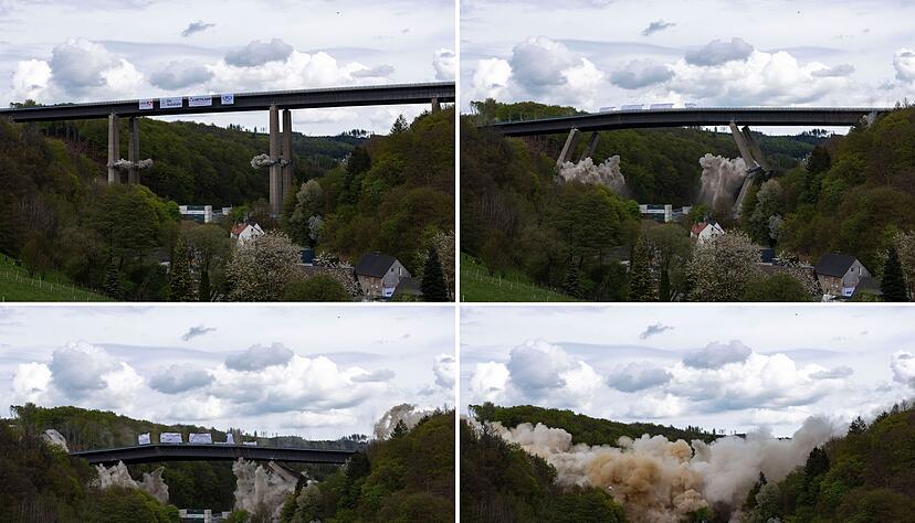 Im Mai 2023 wurde die alte Br&uuml;cke gesprengt - 17.000 Tonnen Schutt mussten beiseite ger&auml;umt werden. (Archivbild)