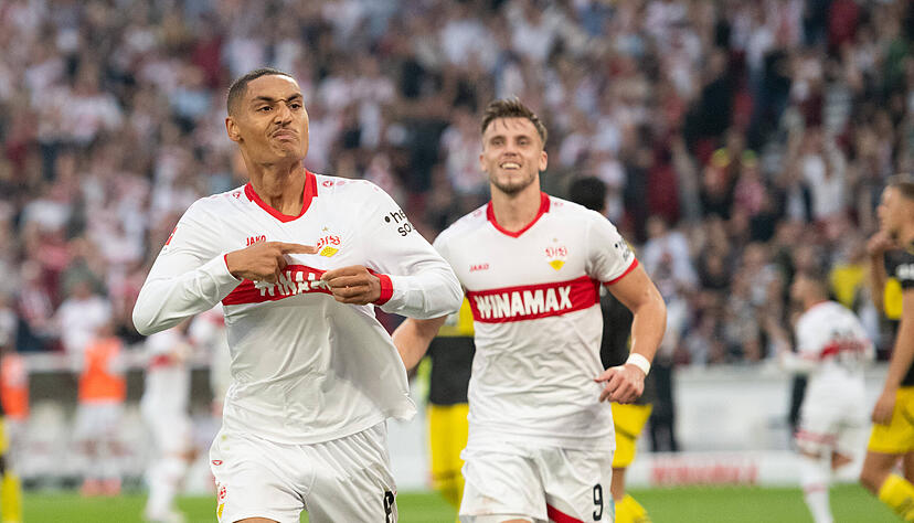 Enzo Millot (l.) spielt bislang eine starke Saison beim VfB Stuttgart.