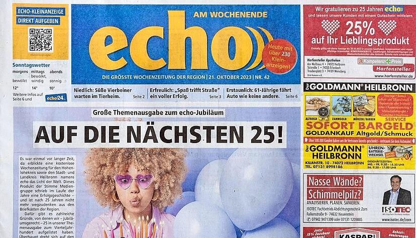 Seit 25 Jahren erfolgreich in der Region: An diesem Wochenende erscheint die umfangreiche Echo-Geburtstagsausgabe.
Foto: Mario Berger