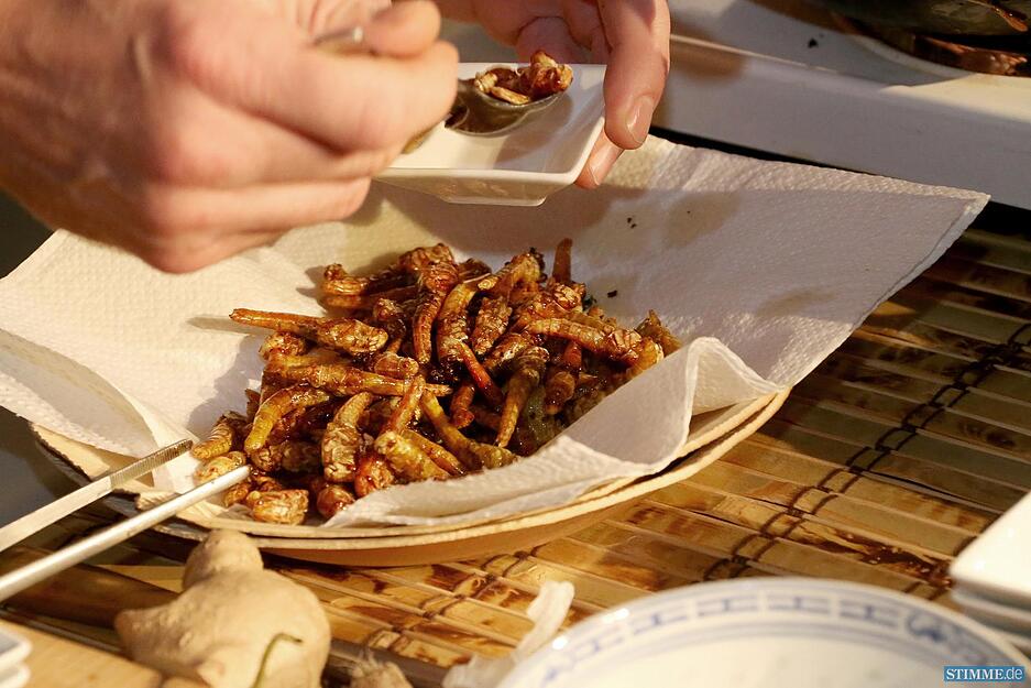 Insektenkoch Frank Ochmann im Audi-Forum Neckarsulm.