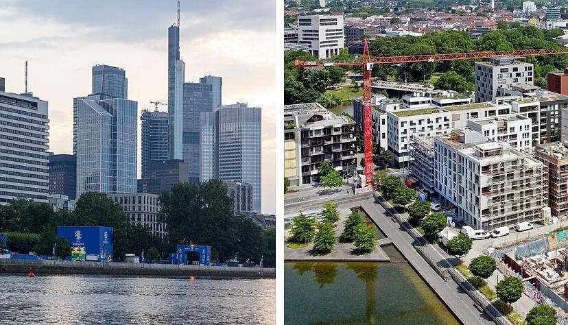 Frankfurt am Main (links) und Heilbronn spielen beim Städteranking eine Rolle.