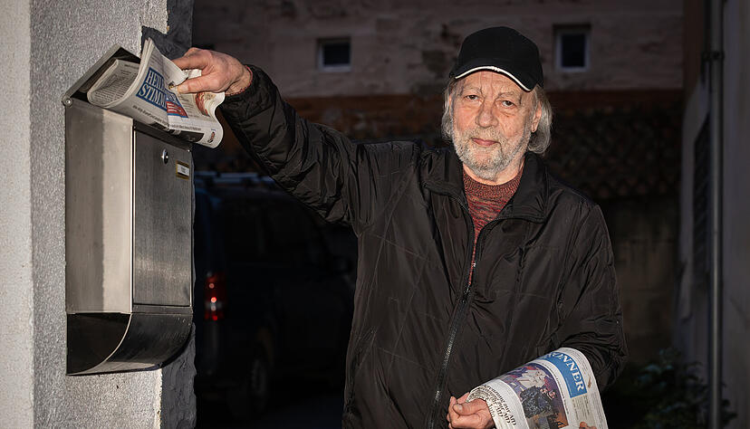 Der 71-Jährige Lothar Stotz trägt die Heilbronner Stimme aus, um seine Rente aufzubessern. Seine Strecke durch Hausen ist für ihn inzwischen Routine.