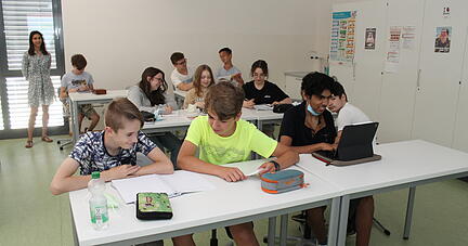 Unterricht ohne Maske: Achtklässler der Ludwig-Frohnhäuser-Schule in Bad Wimpfen.  Foto: Simon Gajer