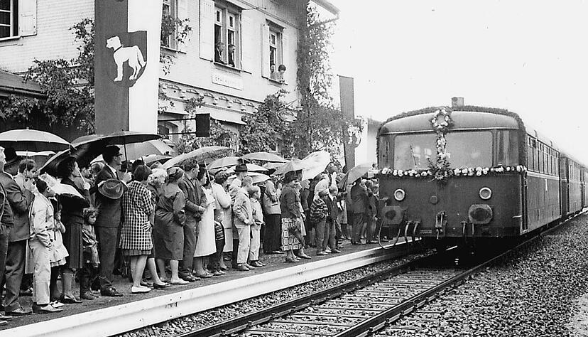 Bei Regen trifft 1964 der erste Schienenbus der neuen Zabergäubahn in Brackenheim ein. Foto: Archiv/Eisenmenger Bei Regen trifft 1964 der erste Schienenbus der neuen Zabergäubahn in Brackenheim ein. Foto: Archiv/Eisenmenger