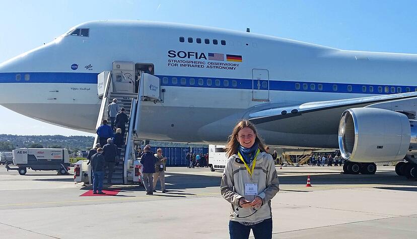 Ihren ersten Kontakt zum fliegenden Teleskop hatte die Schöntaler Lehrerin Kerstin Krause bereits 2019 in Stuttgart.
Foto: privat