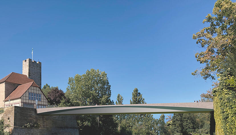 So, wie in dieser Visualisierung dargestellt, soll die künftige Lauffener Rathausbrücke aussehen. Die bisherige Brücke soll im September abgerissen werden. Foto: privat So, wie in dieser Visualisierung dargestellt, soll die künftige Lauffener Rathausbrücke aussehen. Die bisherige Brücke soll im September abgerissen werden. Foto: privat