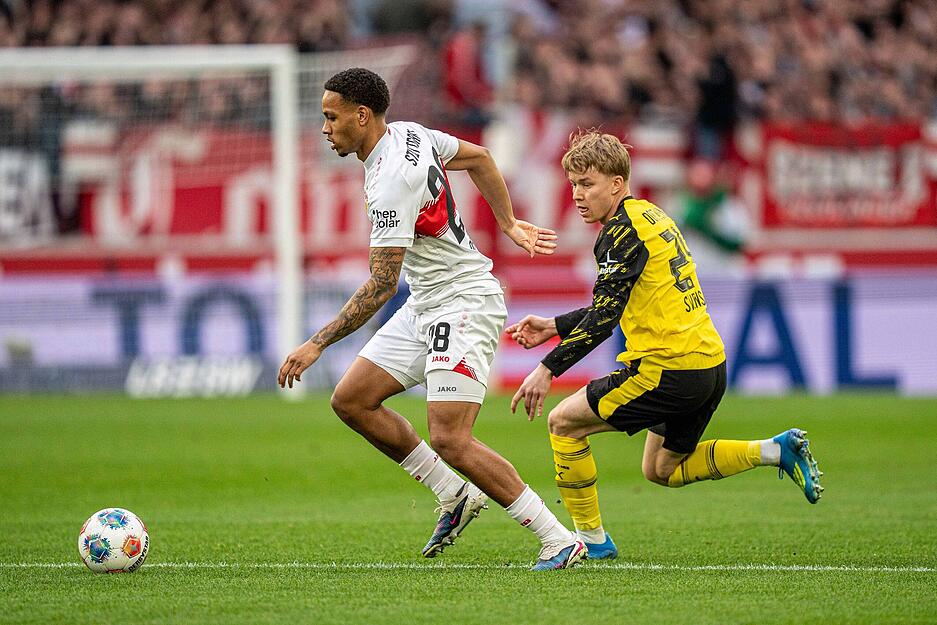 Nikolas Nartey: Arbeitet unerm&uuml;dlich und steht den BVB-Stars dauernd auf den Haxen. Nartey ist unauff&auml;llig, aber effektiv und wichtig im VfB-Spiel. Note: 2,5