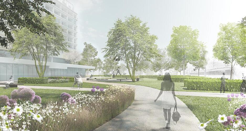 1,39 Hektar umfasst der grüne Teil des Stadtgartens jetzt, nach dem Bau des Hotels und der Einbeziehung des derzeitigen Busbahnhofes mitsamt den jetzt noch asphaltierten Autoparkplätzen, die wegfallen sollen, soll der neue Stadtgarten 1,73 Hektar groß werden. Animation: Glück Landschaftsarchitektur 1,39 Hektar umfasst der grüne Teil des Stadtgartens jetzt, nach dem Bau des Hotels und der Einbeziehung des derzeitigen Busbahnhofes mitsamt den jetzt noch asphaltierten Autoparkplätzen, die wegfallen sollen, soll der neue Stadtgarten 1,73 Hektar groß werden. Animation: Glück Landschaftsarchitektur