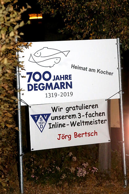 Empfang dreifacher Inline-Weltmeister J&ouml;rg Bertsch in Degmarn