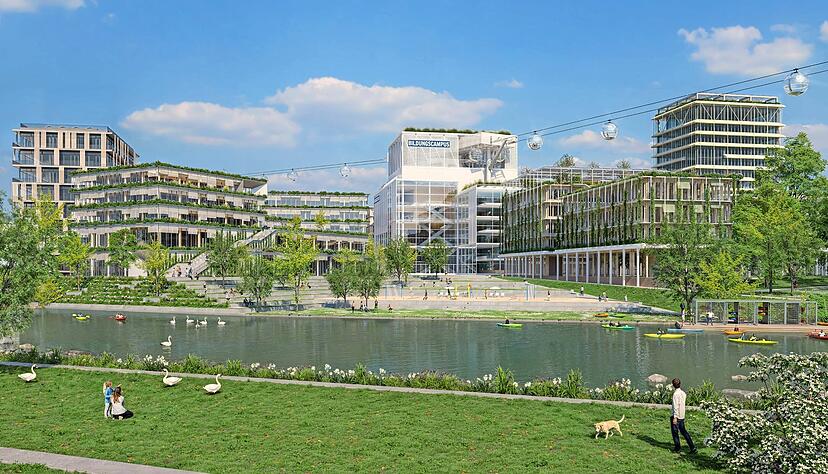 Heilbronn ist Anlaufstelle f&uuml;r Studenten: Der Bildungscampus w&auml;chst deshalb weiter. Mit der West-Erweiterung in Richtung Neckarbogen r&uuml;cken die Geb&auml;ude an den Fluss heran.