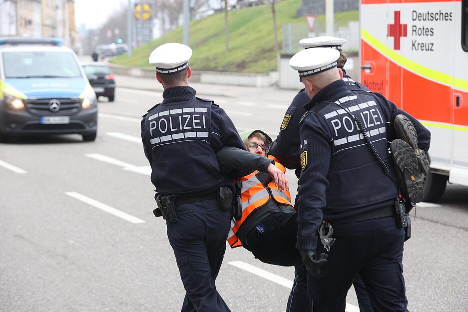 Blockade-Aktion der "Letzten Generation" in Heilbronn