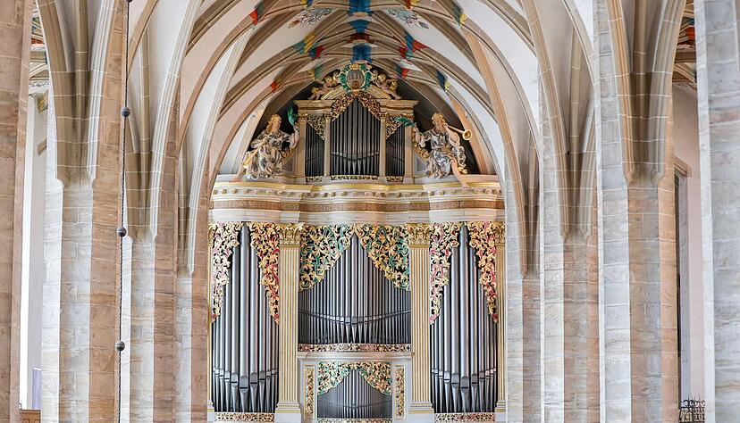 Blick auf die Silbermann-Orgel im Dom St. Marien Freiberg. Hier zeigen die Preisträger des diesjährigen Gottfried-Silbermann-Orgelwettbewerbs beim Abschlusskonzert der Silbermann-Tage noch einmal ihr Können. (Archivbild)