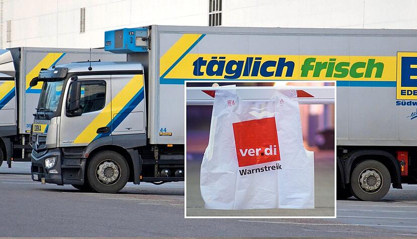 Am Edeka-Standort Ellhofen wird am Montag gestreikt. Am Edeka-Standort Ellhofen wird am Montag gestreikt.