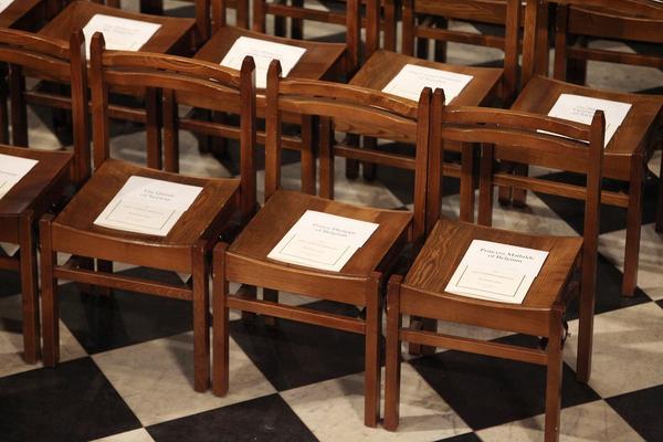 Reserviert: Leere Stuhlreihen in der Westminster Abbey, so sich das Paar das Ja-Wort gibt. Reserviert: Leere Stuhlreihen in der Westminster Abbey, so sich das Paar das Ja-Wort gibt.