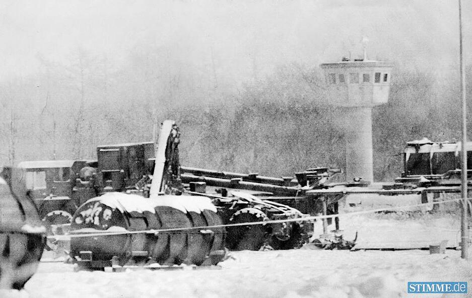 Trümmer des Pershing-Unglücks vom 11.01.1985 auf der Heilbronner Waldheide.
