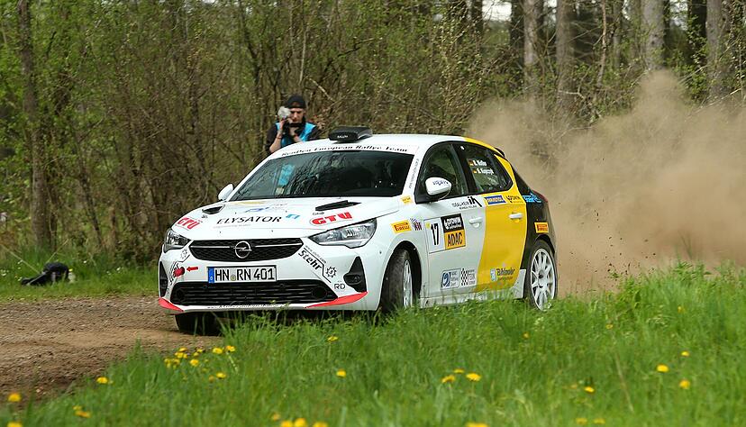 René Nollers Opel Corsa Rally4, hier in einer Aufnahme bei der Birkenfelder Löwenrallye aus dem Mai, hatte im Saarland erstmals mit technischen Problemen zu kämpfen.
