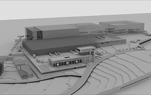 Auch in Neuenstein sind nicht alle Bürger glücklich über das Hochregallager samt Logistikhalle und Verwaltungsgebäude in der Nachbarschaft. Visualisierung: Knorr & Thiele