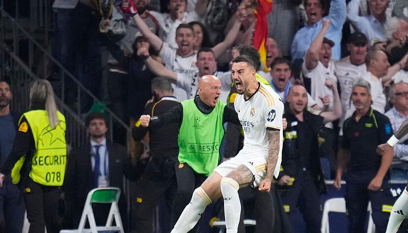 Joselu war der Matchwinner für Real Madrid jubelt. Joselu war der Matchwinner für Real Madrid jubelt.