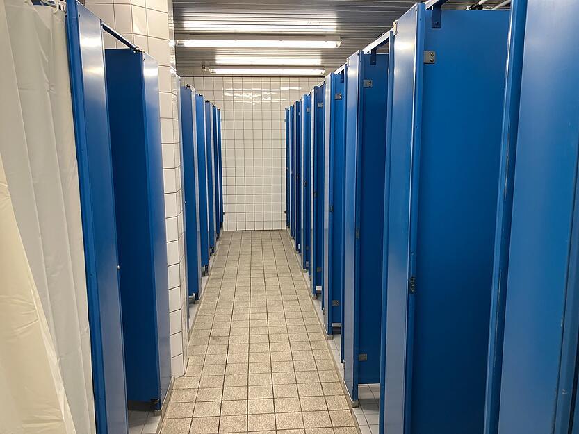 Der Sanitärbereich gehörte zum Verwaltungstrakt des Wollhaus-Einkaufszentrums.