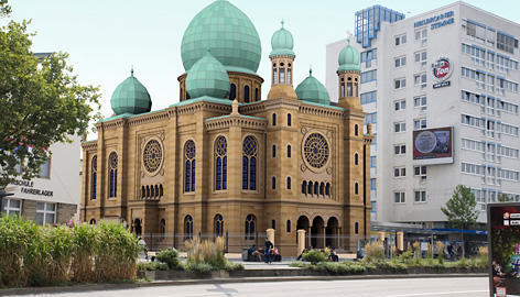 Virtuelle 3D-Rekonstruktion der Synagoge von Heilbronn (1877-1938).