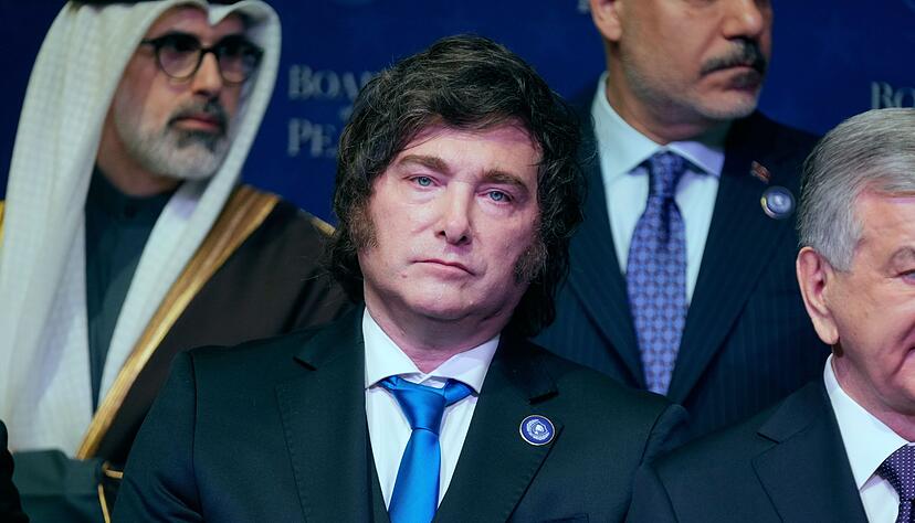 Der argentinische Pr&auml;sident Javier Milei nahm an der ersten Sitzung des Friedensrats teil.