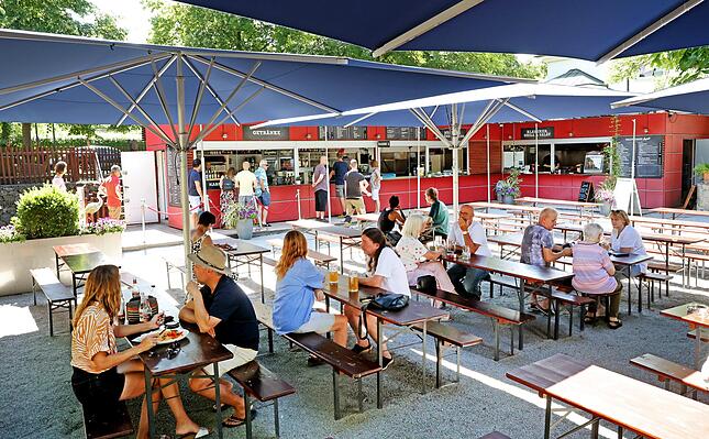 Ein beliebter Treff im Osten der Stadt Heilbronn: der Biergarten am Trappensee.