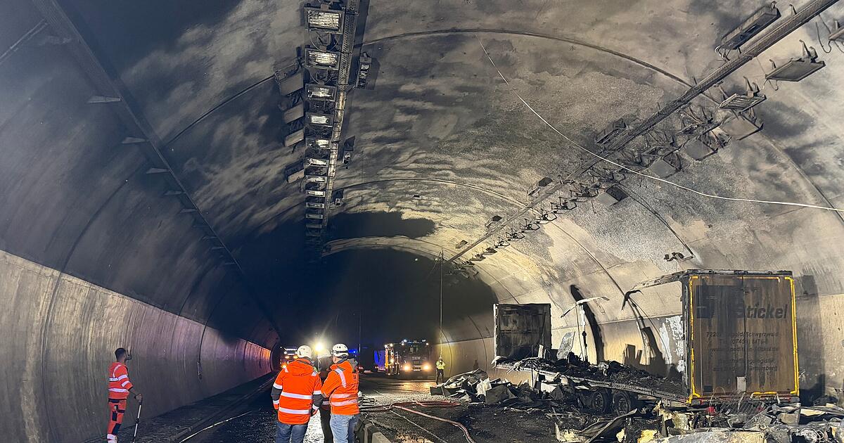 Truck trailer with refrigerators burns out on the A81: View into the ...