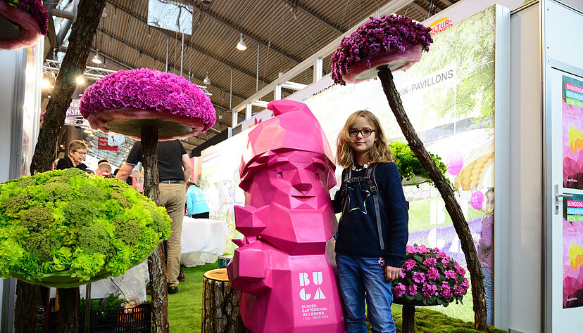 Carina (10) aus Villingen-Schwenningen hat Buga-Zwerg Karl entdeckt.